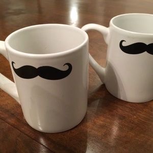 NEW,  MOVEMBER Mustache White Coffee / Tea Mugs - Set of 2